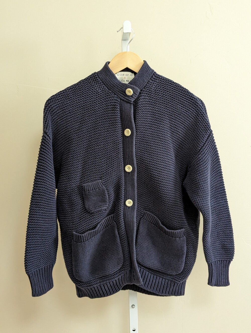 A Cup of Jo x Alex Mill Reading Sweater Cardigan Navy Size S Cotton
